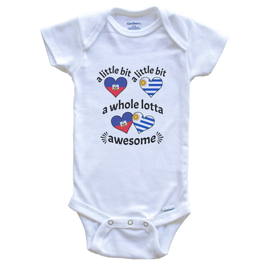 A Little Bit Haitian Uruguayan Haiti Uruguay Heart Flags Baby Bodysuit