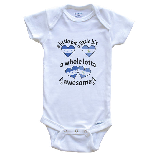 A Little Bit Honduran Nicaraguan Honduras Nicaragua Heart Flags Baby Bodysuit