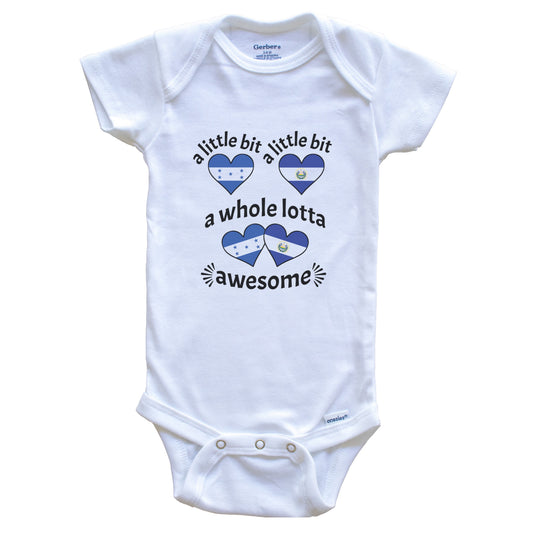 A Little Bit Honduran Salvadorian Honduras El Salvador Heart Flags Baby Bodysuit