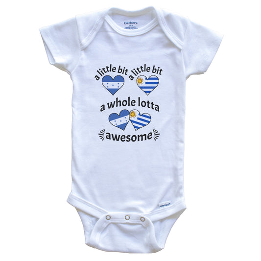 A Little Bit Honduran Uruguayan Honduras Uruguay Heart Flags Baby Bodysuit