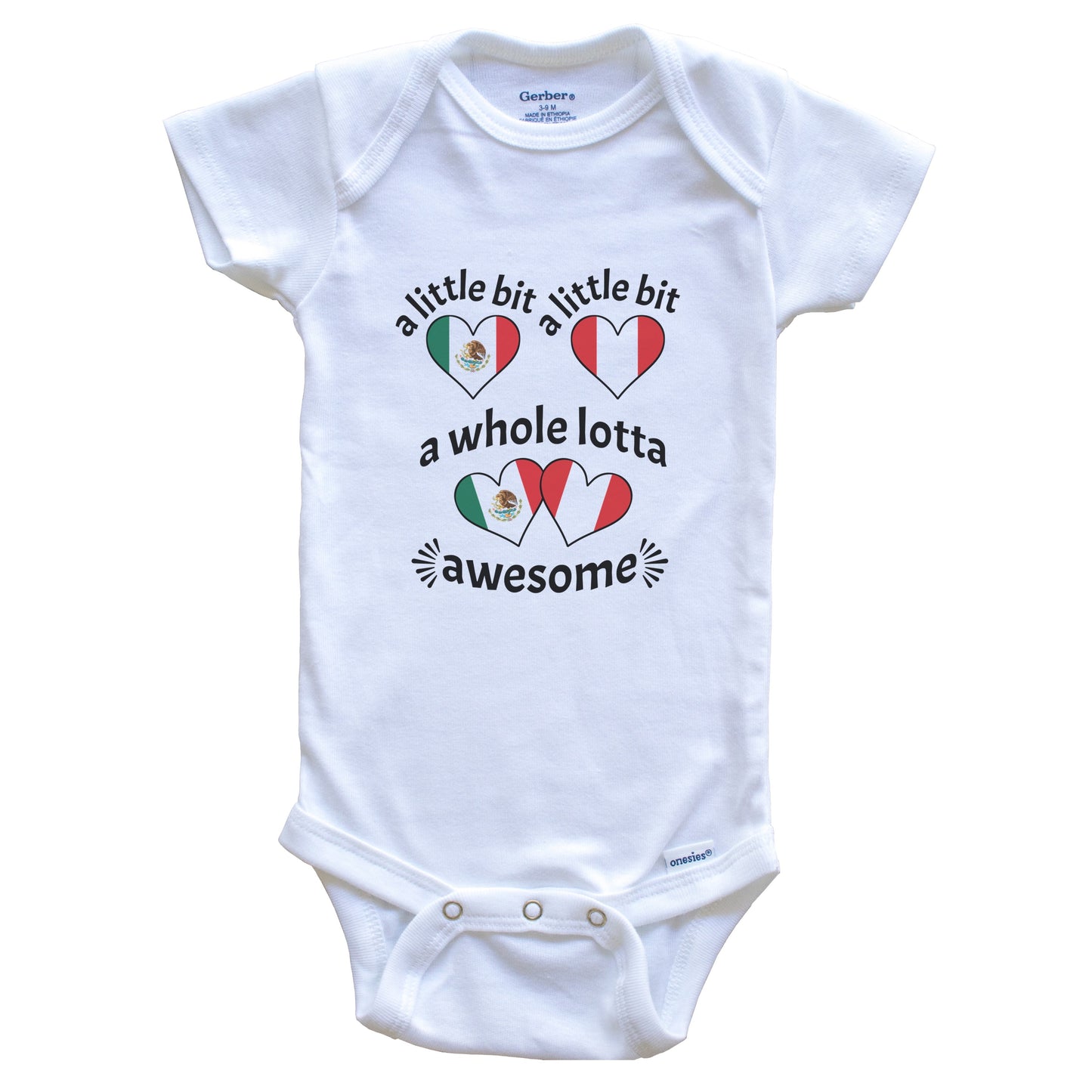 A Little Bit Mexican Peruvian Mexico Peru Heart Flags Baby Bodysuit