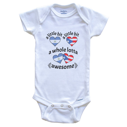 A Little Bit Nicaraguan Puerto Rican Nicaragua Puerto Rico Heart Flags Baby Bodysuit