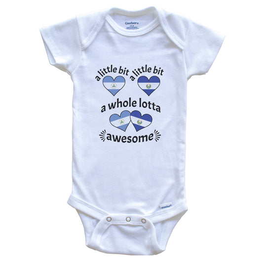 A Little Bit Nicaraguan Salvadorian Nicaragua El Salvador Heart Flags Baby Bodysuit