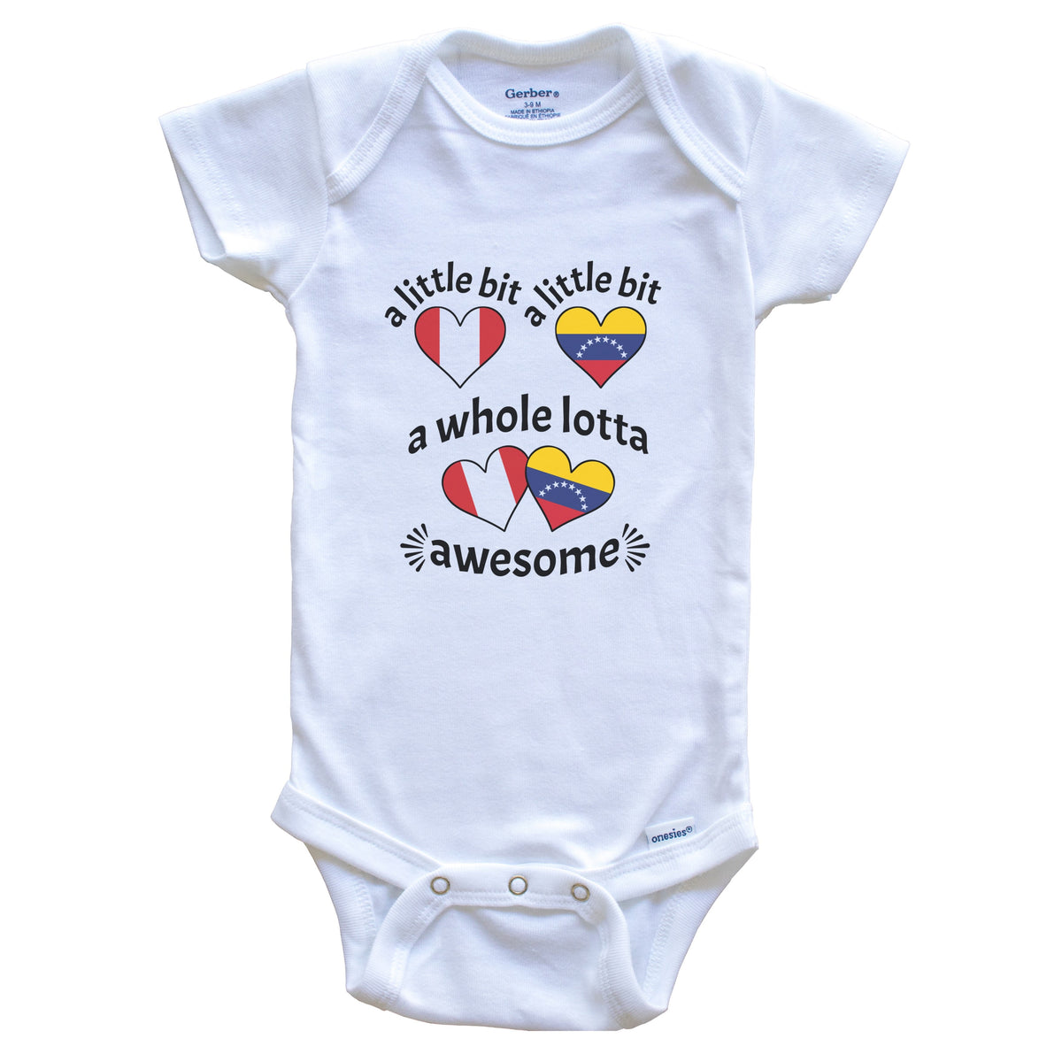 A Little Bit Peruvian Venezuelan Peru Venezuela Heart Flags Baby Bodysuit