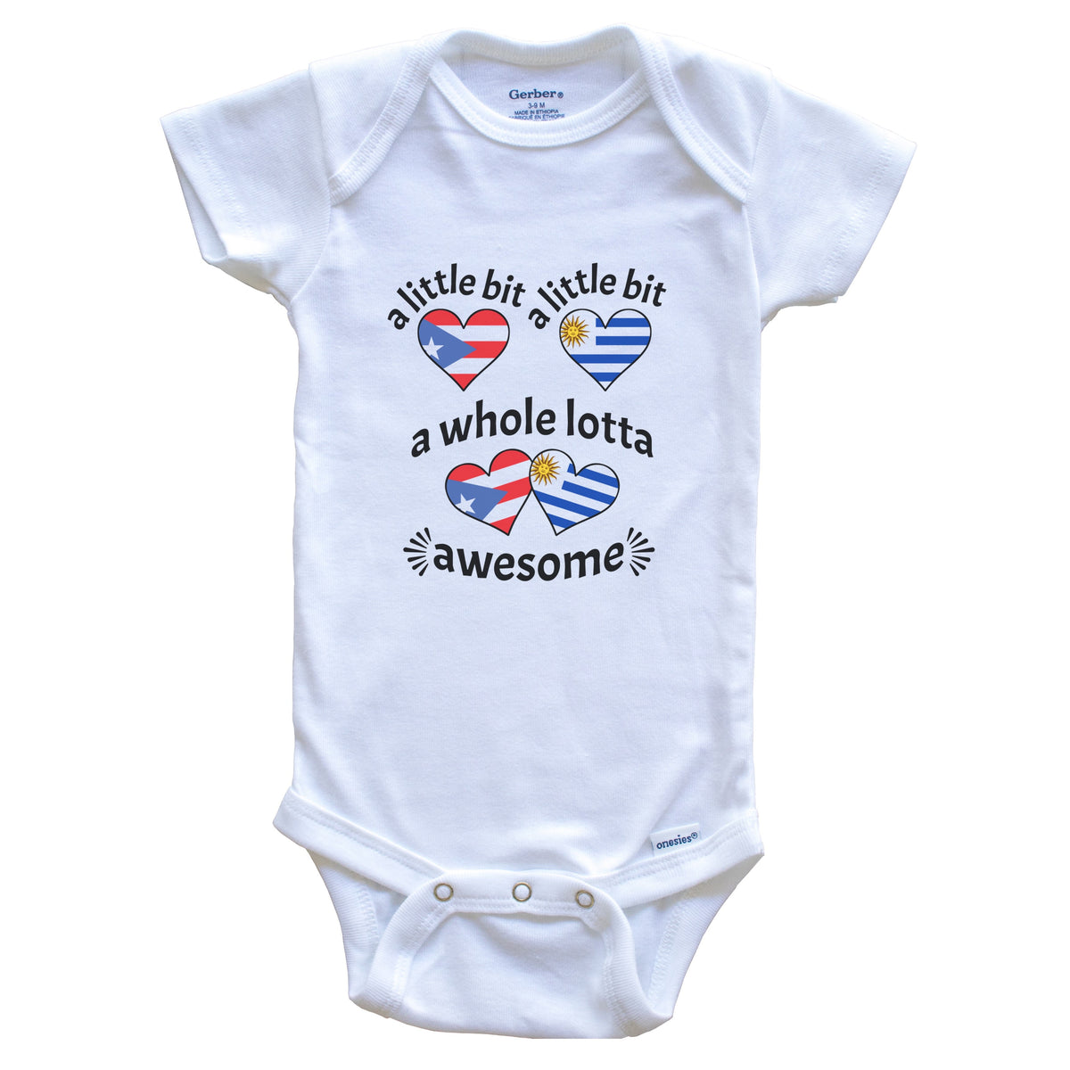 A Little Bit Puerto Rican Uruguayan Puerto Rico Uruguay Heart Flags Baby Bodysuit