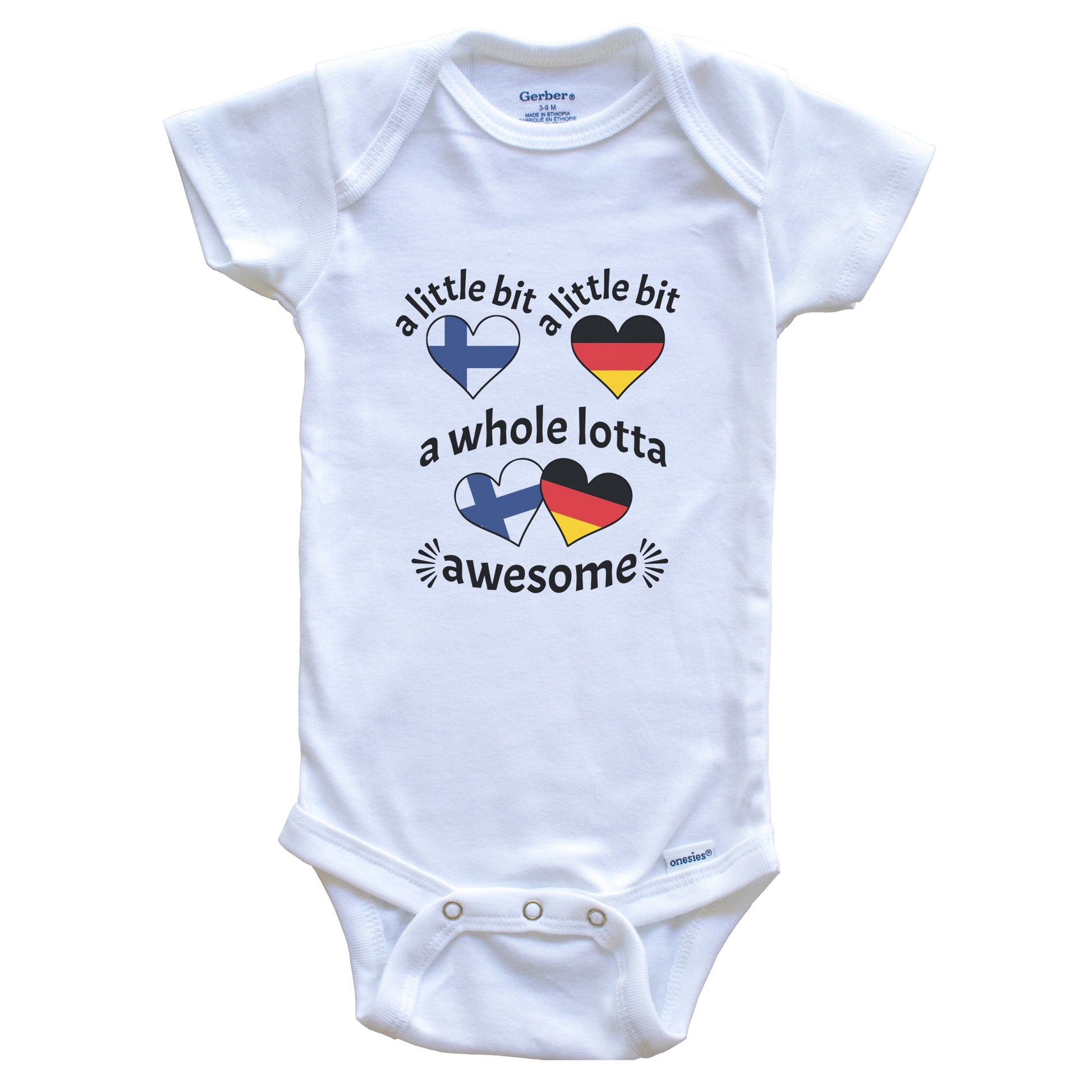 A Little Bit Finnish German Finland Germany Heart Flags Baby Bodysuit