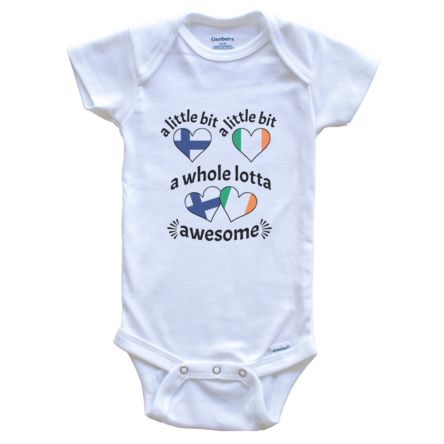 A Little Bit Finnish Irish Finland Ireland Heart Flags Baby Bodysuit