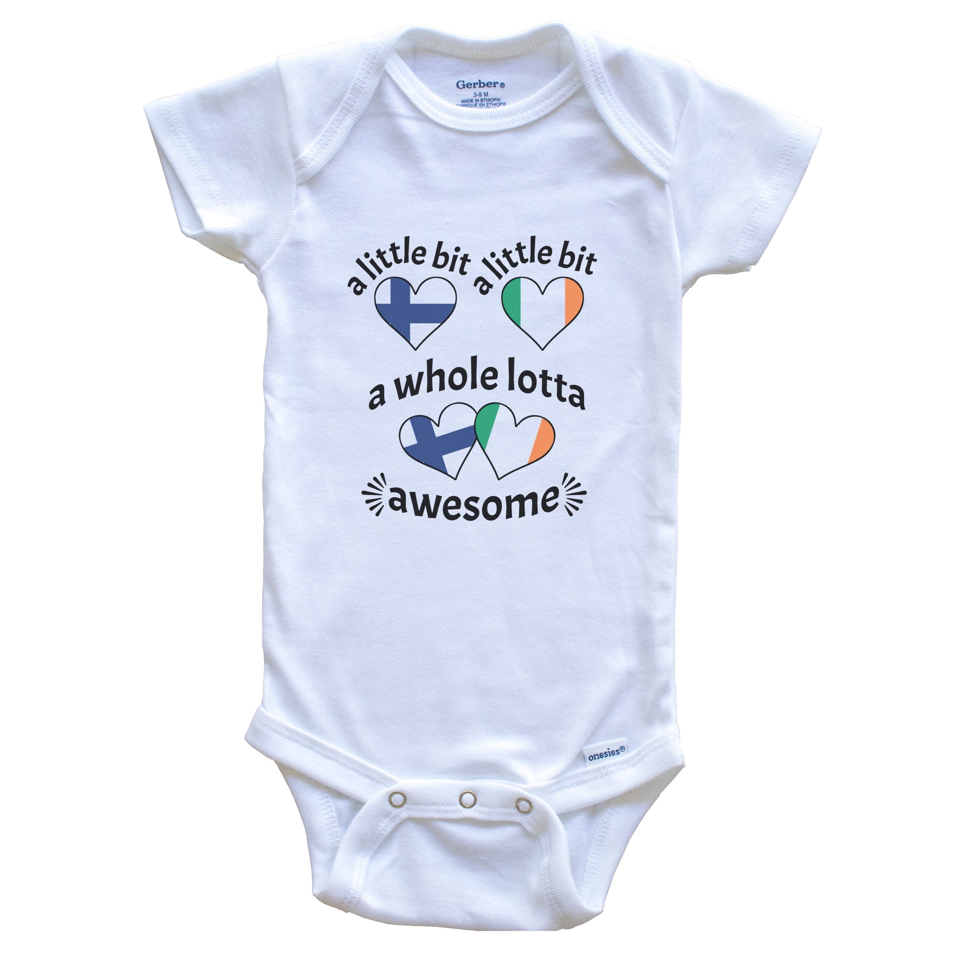A Little Bit Finnish Irish Finland Ireland Heart Flags Baby Bodysuit