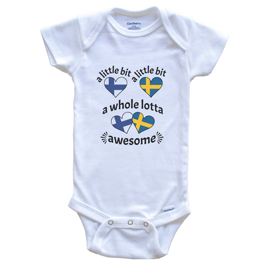 A Little Bit Finnish Swedish Finland Sweden Heart Flags Baby Bodysuit