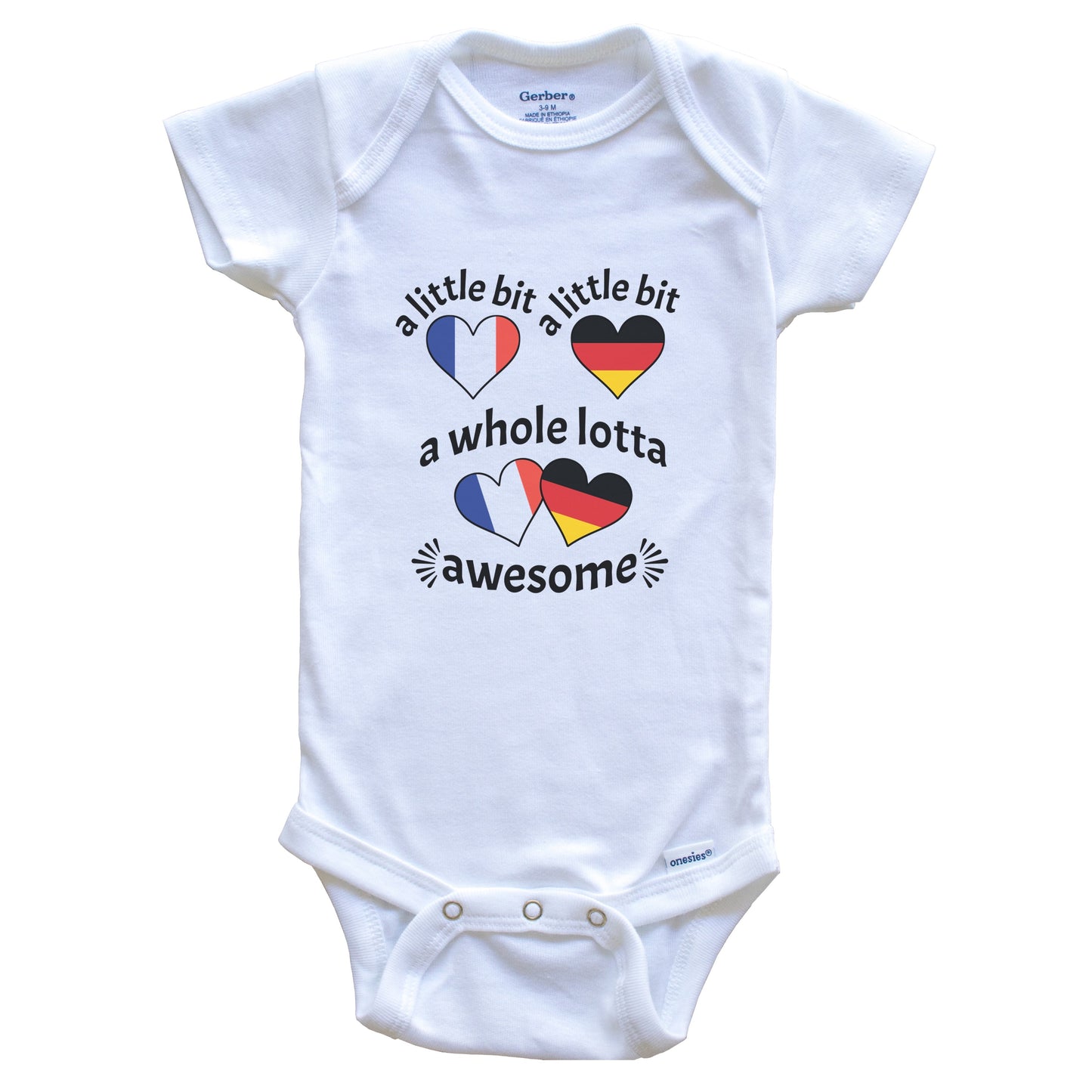 A Little Bit German French France Germany Heart Flags Baby Bodysuit