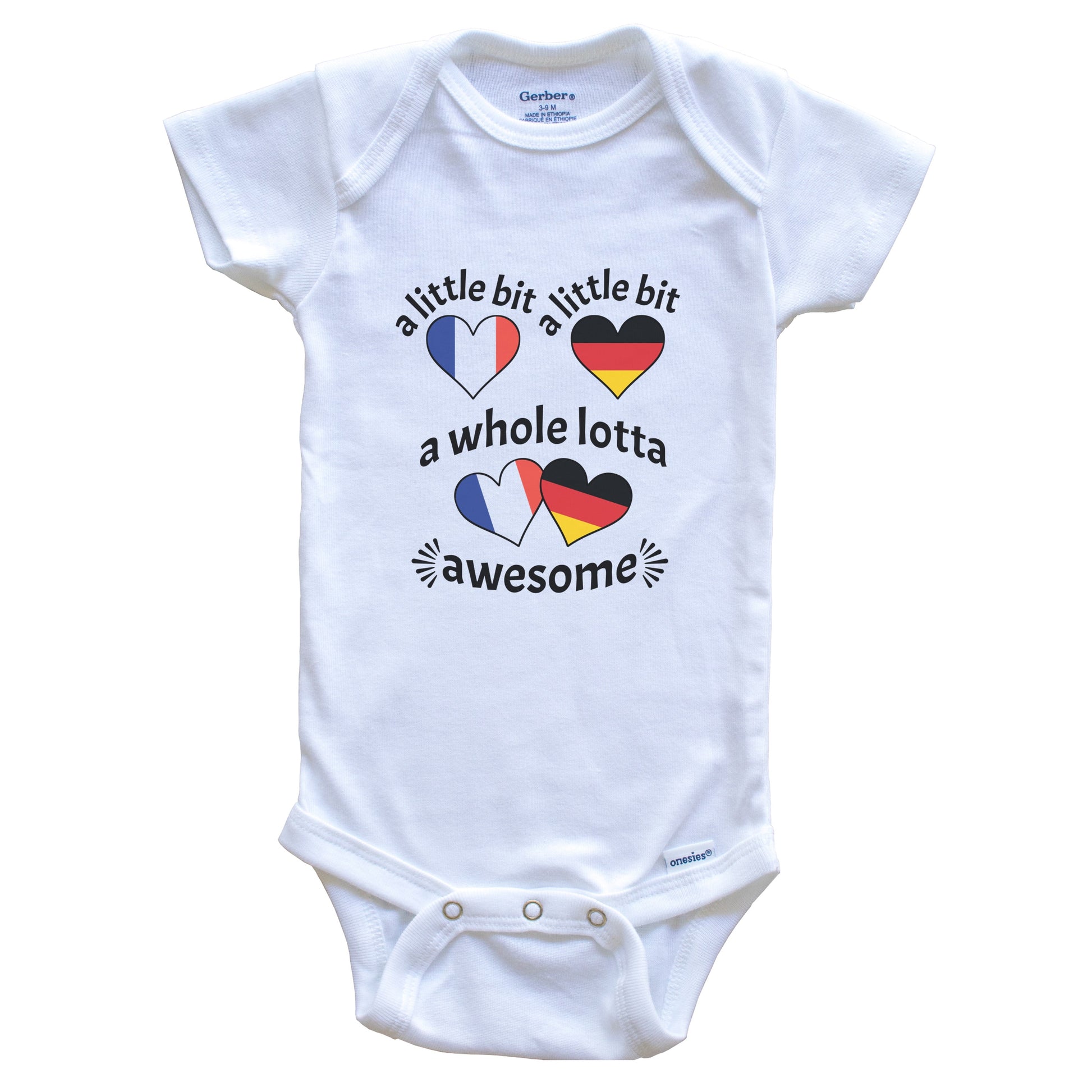 A Little Bit German French France Germany Heart Flags Baby Bodysuit