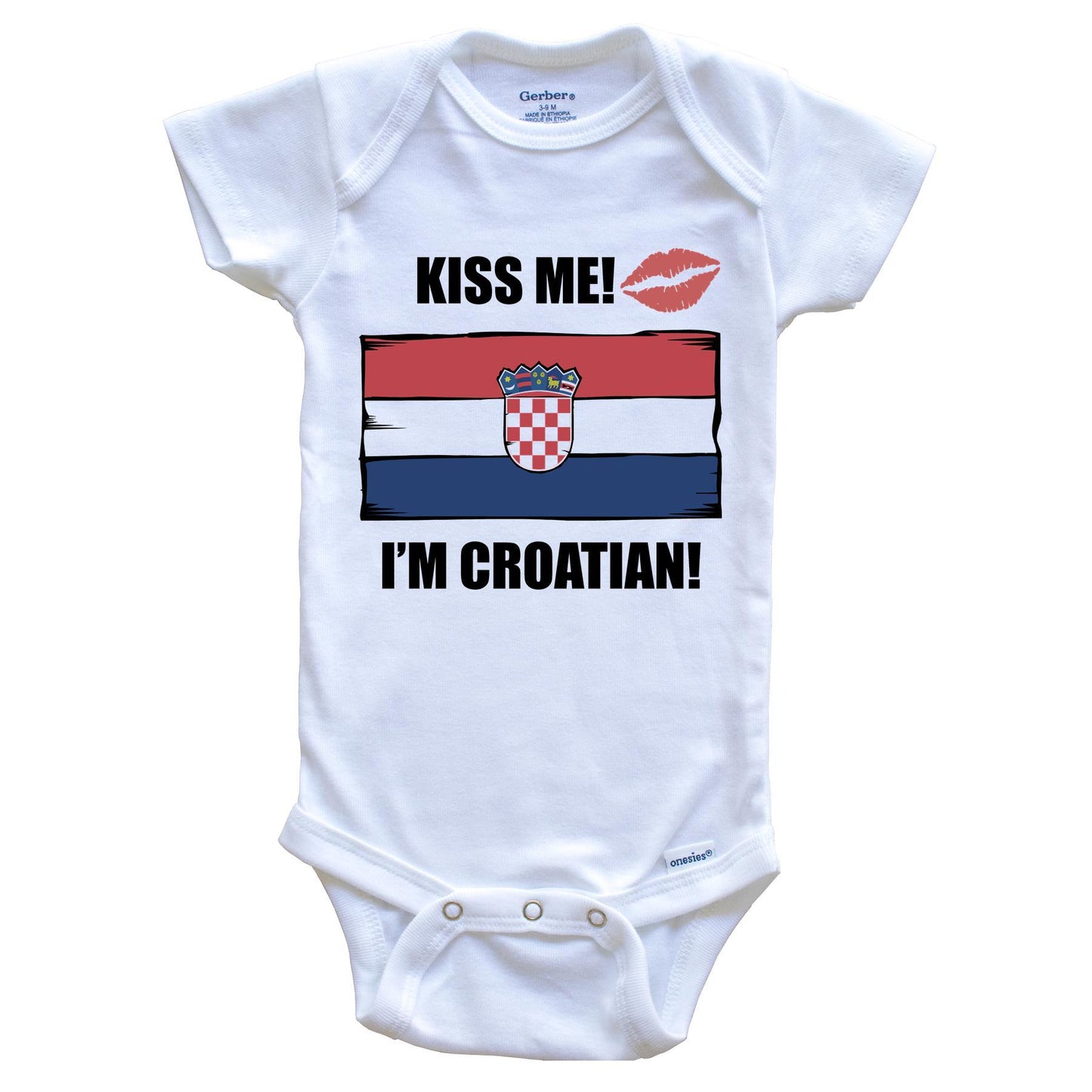 Kiss Me I'm Croatian Cute Croatia Flag Baby Onesie