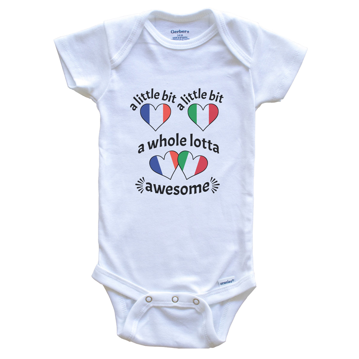 A Little Bit Italian French France Italy Heart Flags Baby Bodysuit