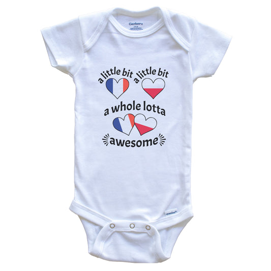 A Little Bit Polish French France Poland Heart Flags Baby Bodysuit