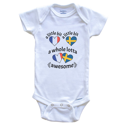 A Little Bit Swedish French France Sweden Heart Flags Baby Bodysuit