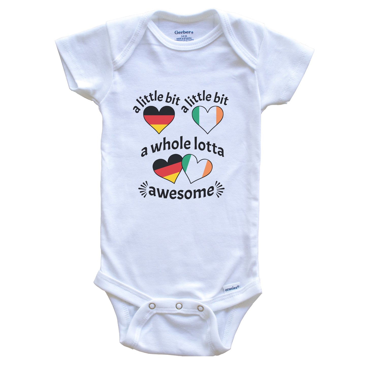 A Little Bit German Irish Germany Ireland Heart Flags Baby Bodysuit