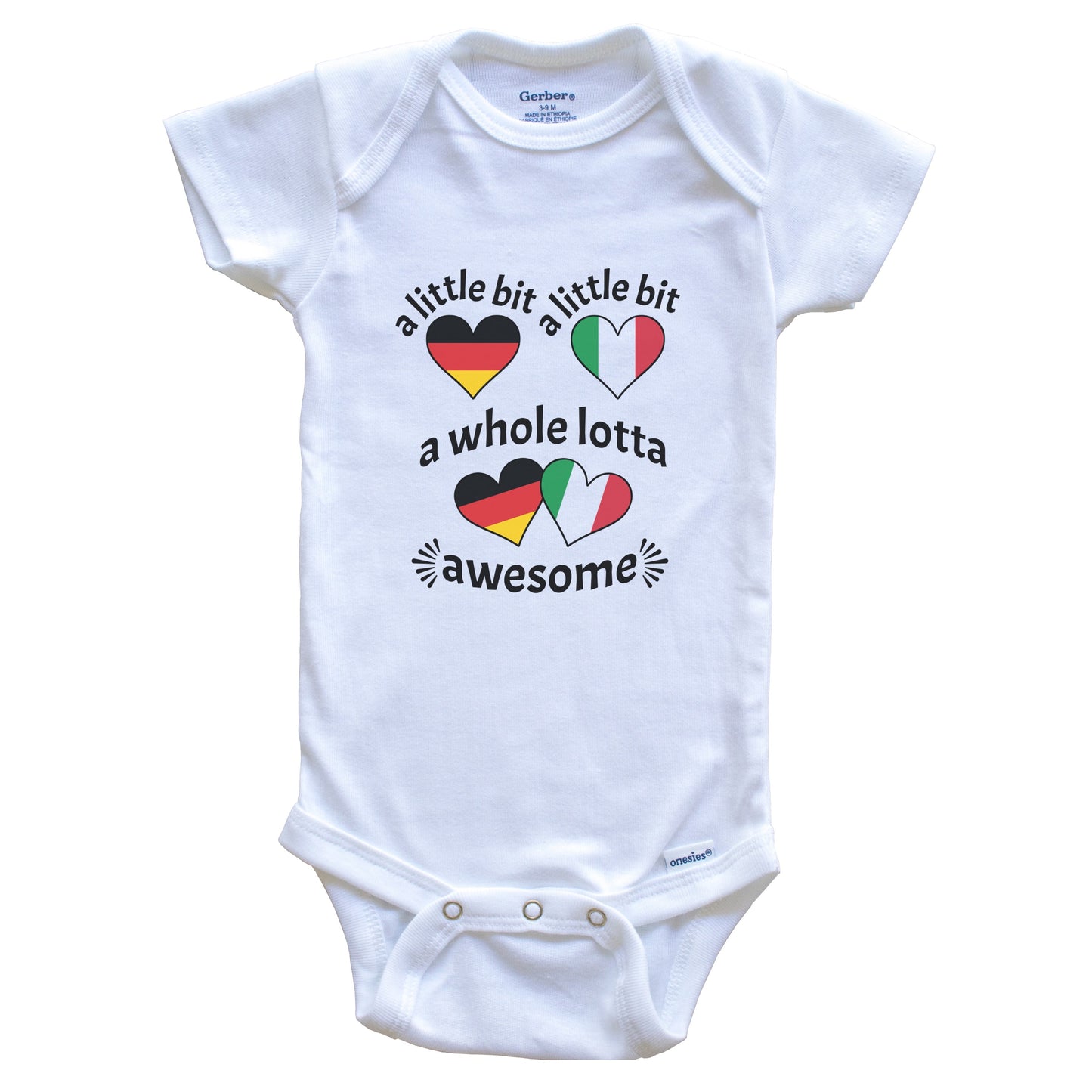 A Little Bit German Italian Germany Italy Heart Flags Baby Bodysuit