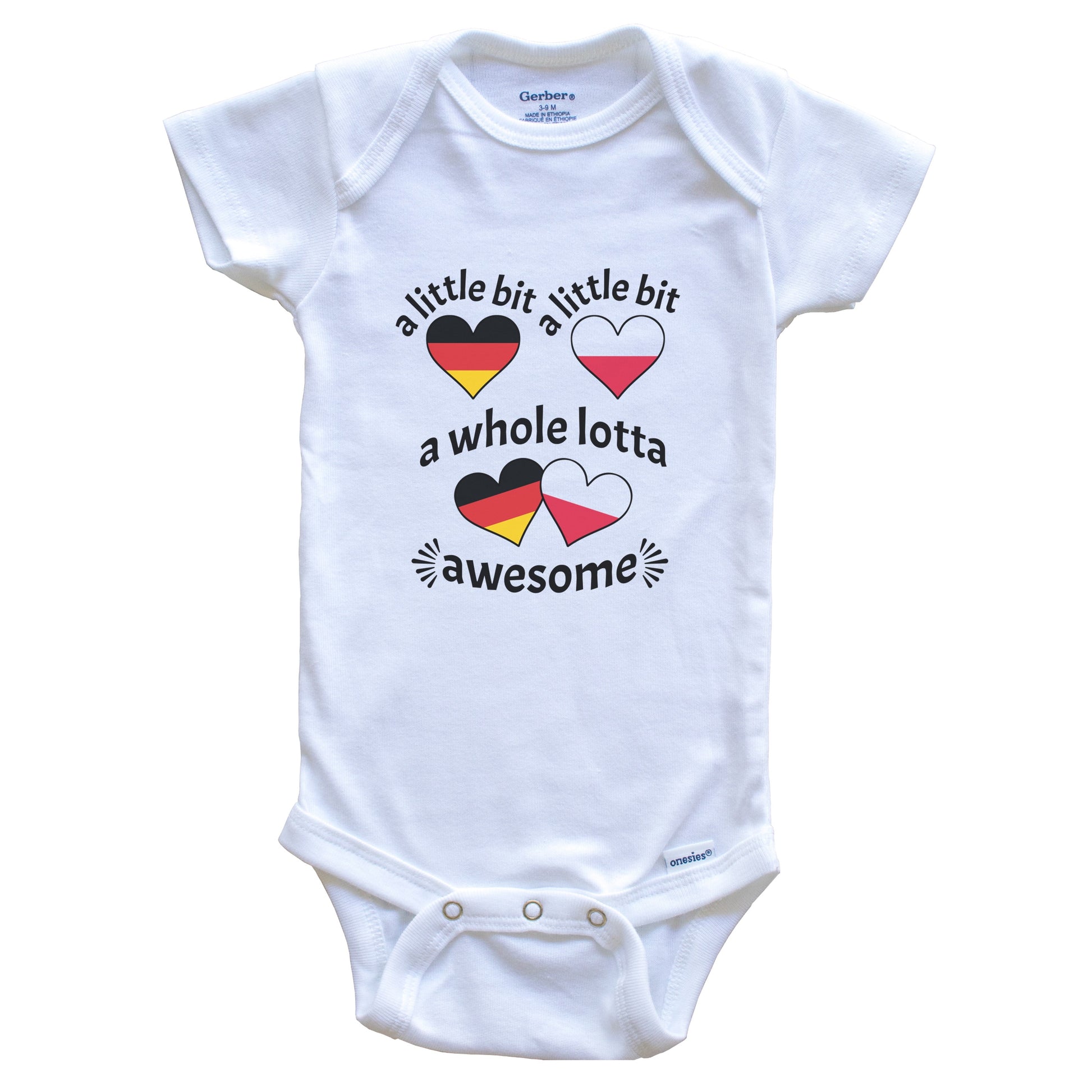 A Little Bit German Polish Germany Poland Heart Flags Baby Bodysuit