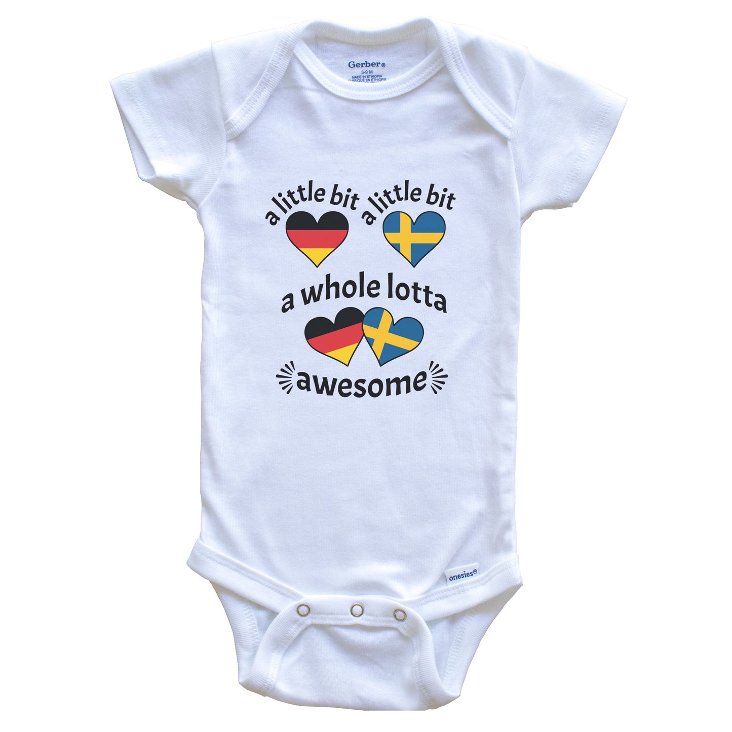 A Little Bit German Swedish Germany Sweden Heart Flags Baby Bodysuit