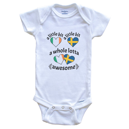A Little Bit Irish Swedish Ireland Sweden Heart Flags Baby Bodysuit