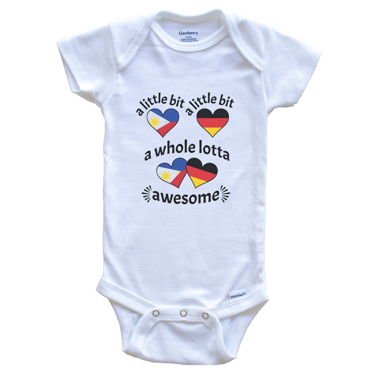 A Little Bit Filipino German Philippines Germany Heart Flags Baby Bodysuit