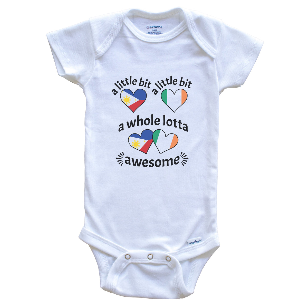 A Little Bit Filipino Irish Philippines Ireland Heart Flags Baby Bodysuit