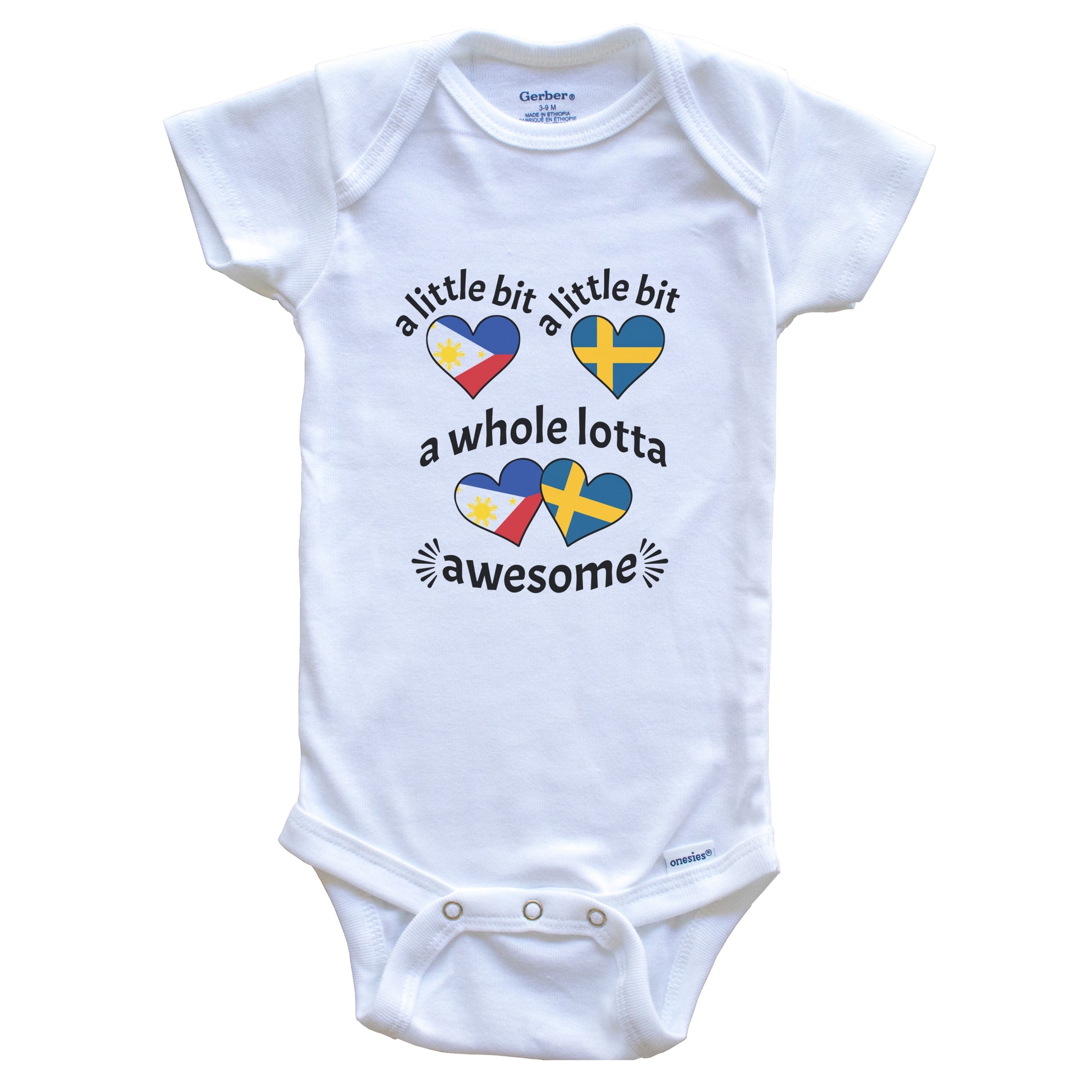 A Little Bit Filipino Swedish Philippines Sweden Heart Flags Baby Bodysuit