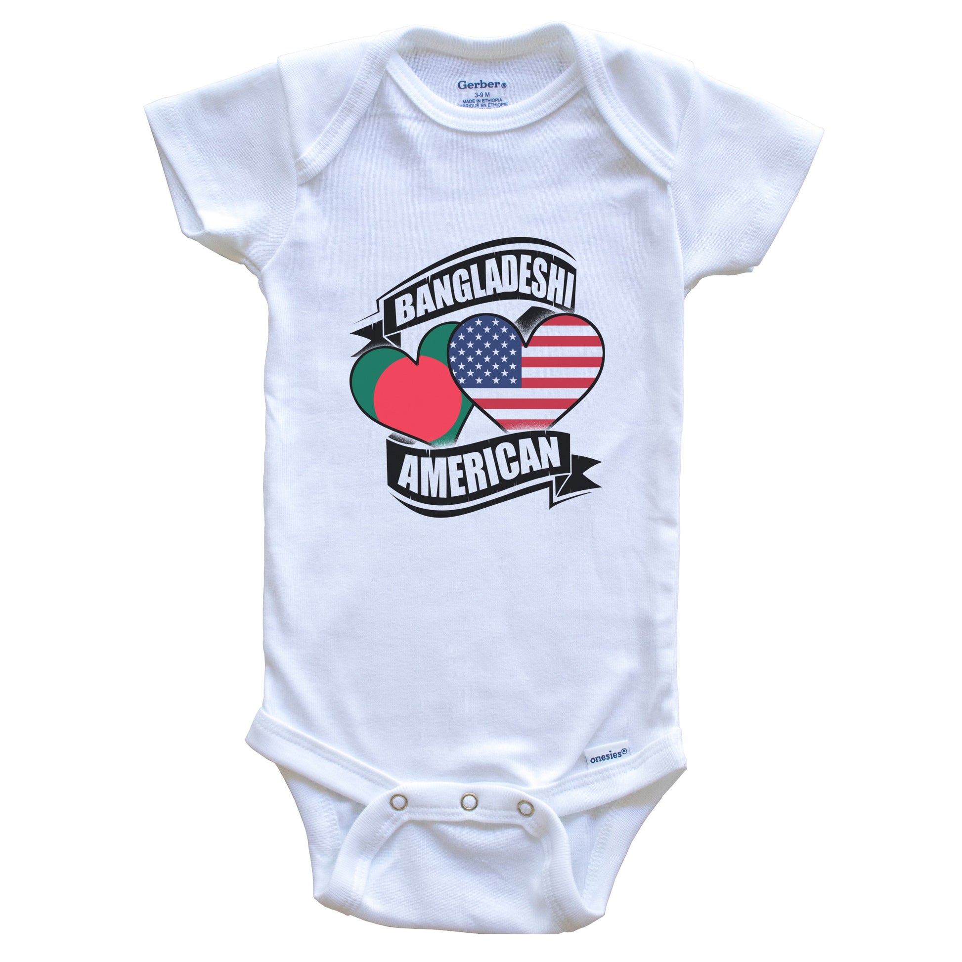 Bangladeshi American Hearts USA Bangladesh Flags Baby Bodysuit