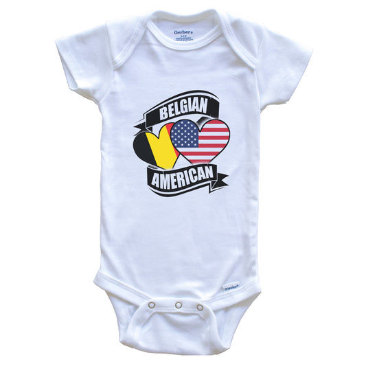 Belgian American Hearts USA Belgium Flags Baby Bodysuit