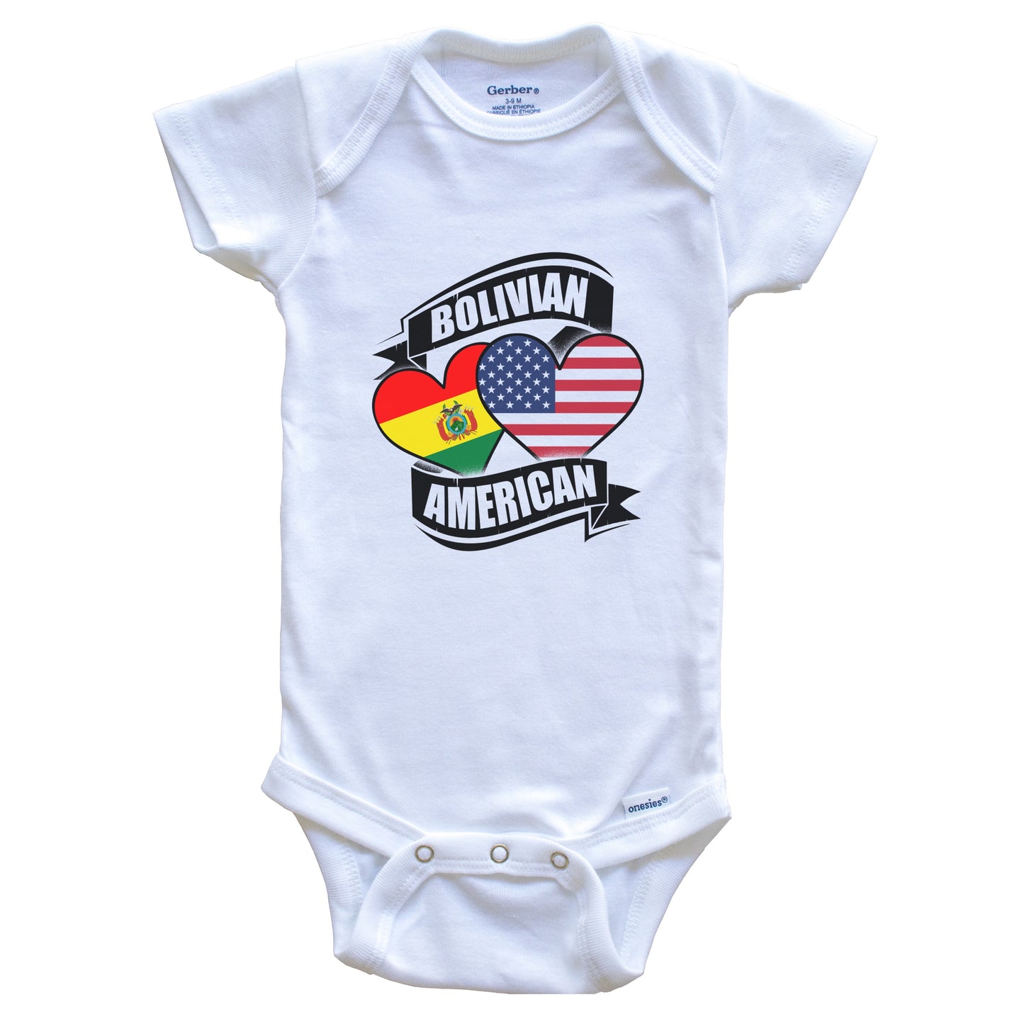 Bolivian American Hearts USA Bolivia Flags Baby Bodysuit