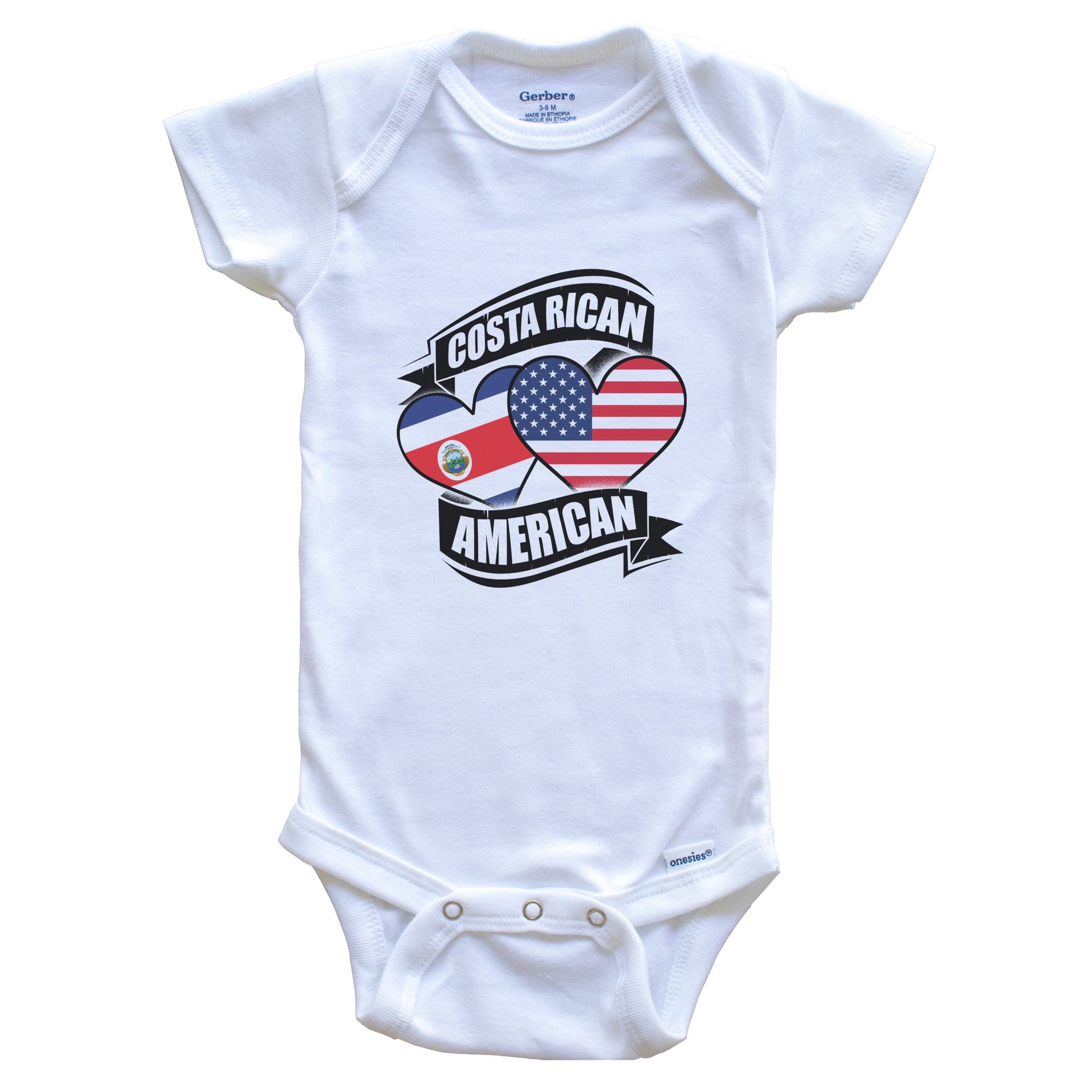 Costa Rican American Hearts USA Costa Rica Flags Baby Bodysuit