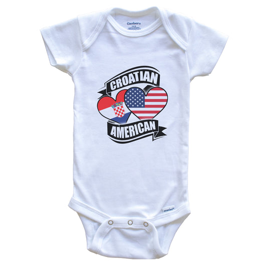 Croatian American Hearts USA Croatia Flags Baby Bodysuit