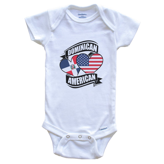 Dominican American Hearts USA Dominican Republic Flags Baby Bodysuit