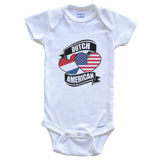 Dutch American Hearts USA Netherlands Flags Baby Bodysuit