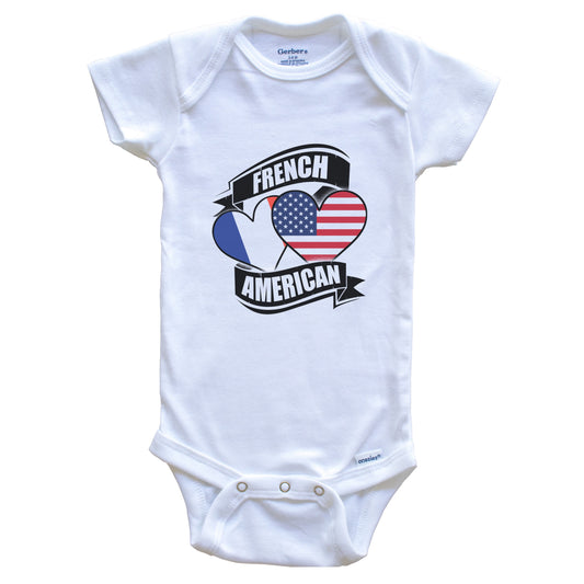 French American Hearts USA France Flags Baby Bodysuit