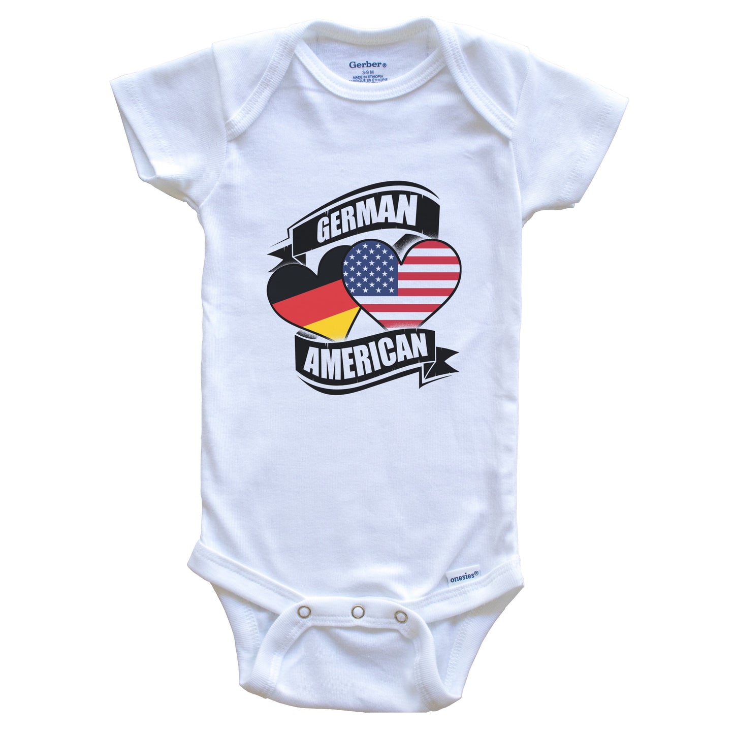 German American Hearts USA Germany Flags Baby Bodysuit