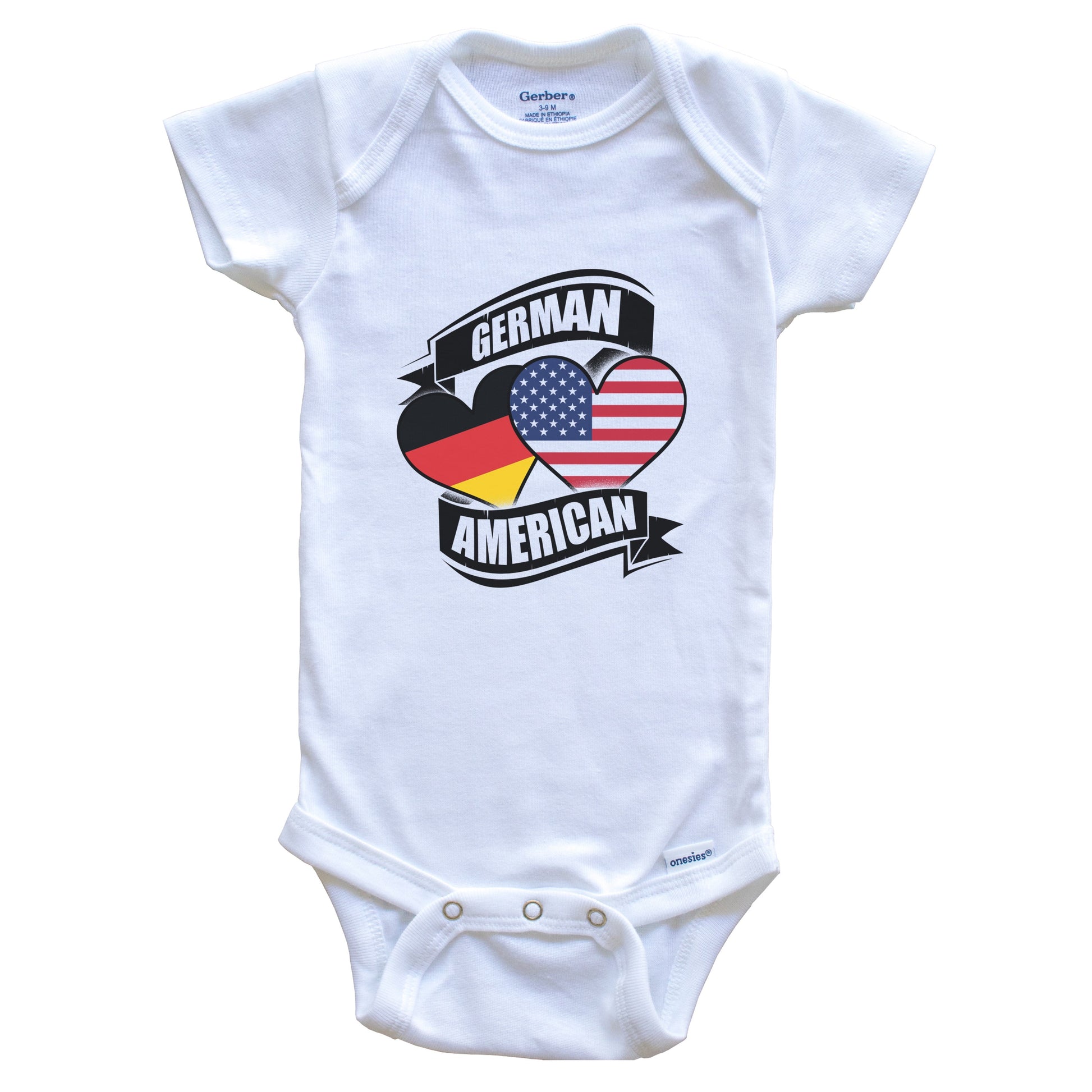 German American Hearts USA Germany Flags Baby Bodysuit