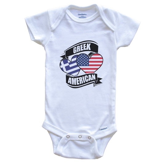 Greek American Hearts USA Greece Flags Baby Bodysuit