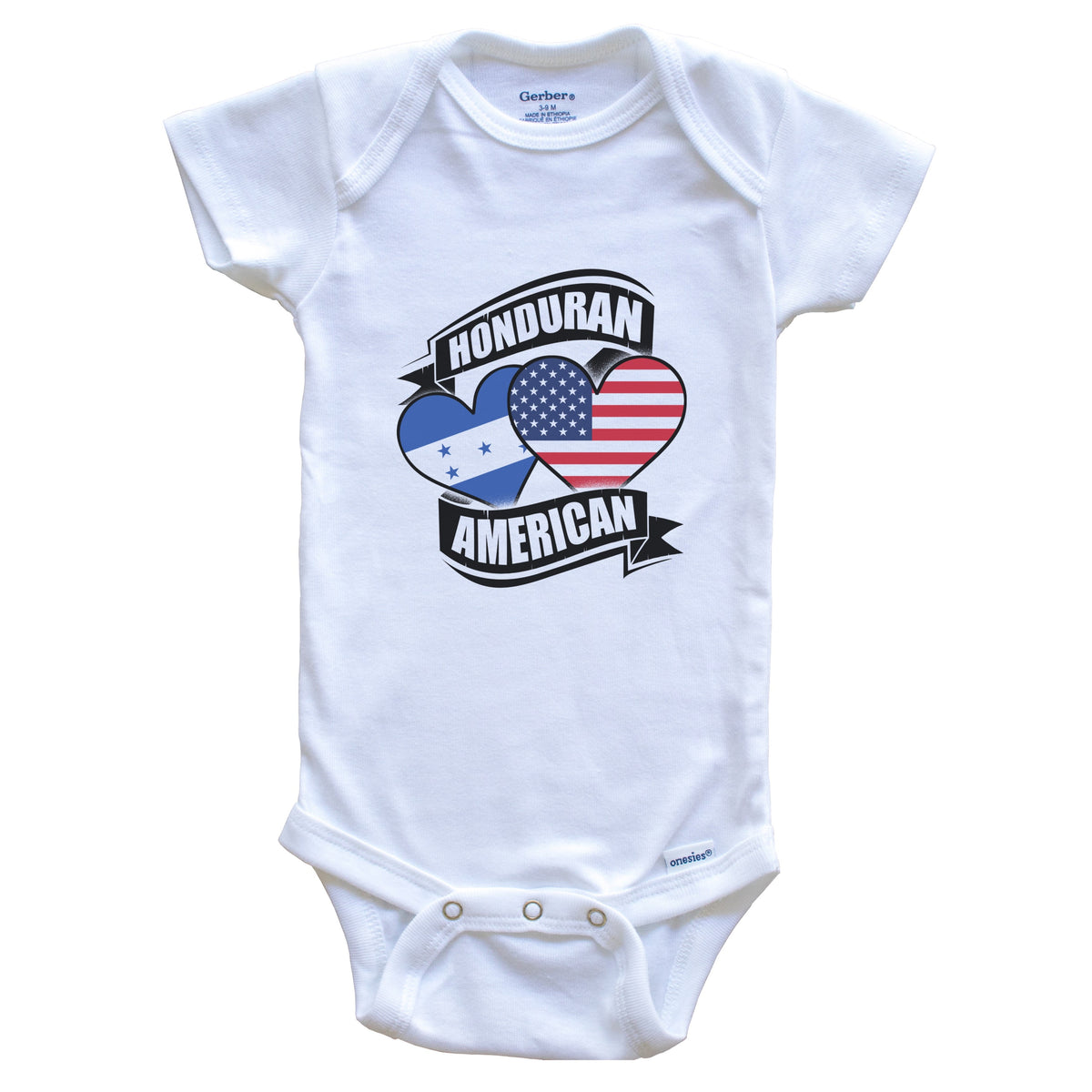 Honduran American Hearts USA Honduras Flags Baby Bodysuit