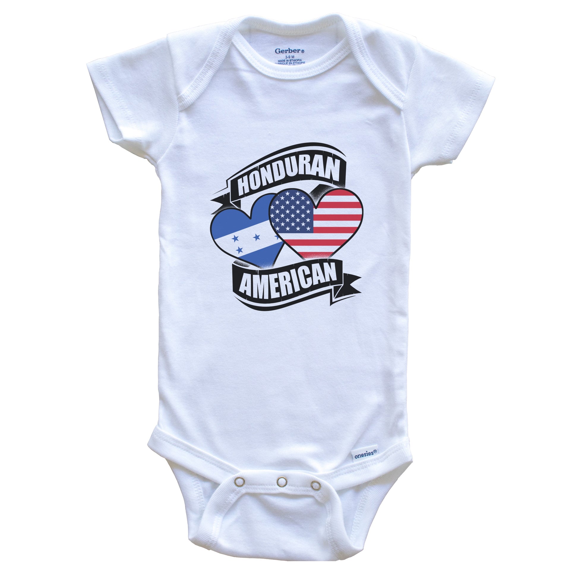 Honduran American Hearts USA Honduras Flags Baby Bodysuit
