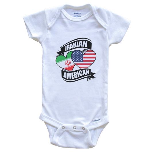 Iranian American Hearts USA Iran Flags Baby Bodysuit