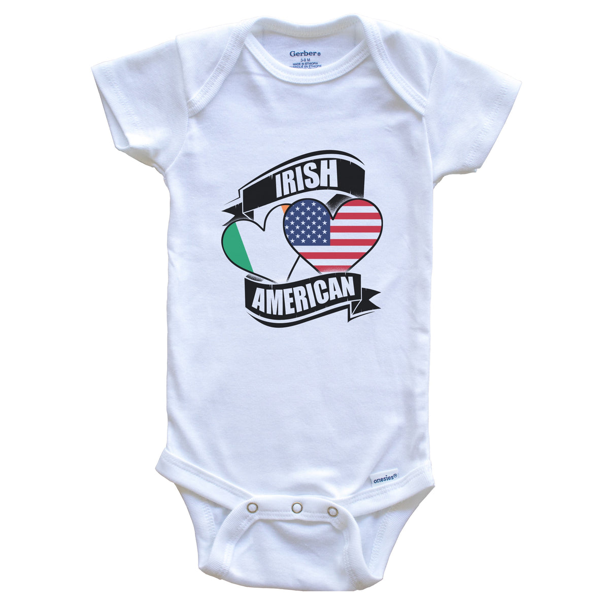 Irish American Hearts USA Ireland Flags Baby Bodysuit