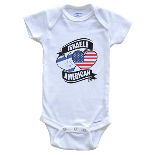 Israeli American Hearts USA Israel Flags Baby Bodysuit