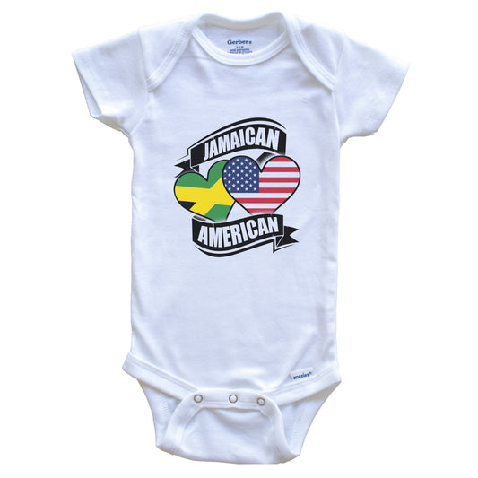 Jamaican American Hearts USA Jamaica Flags Baby Bodysuit