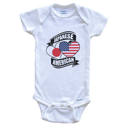 Japanese American Hearts USA Japan Flags Baby Bodysuit