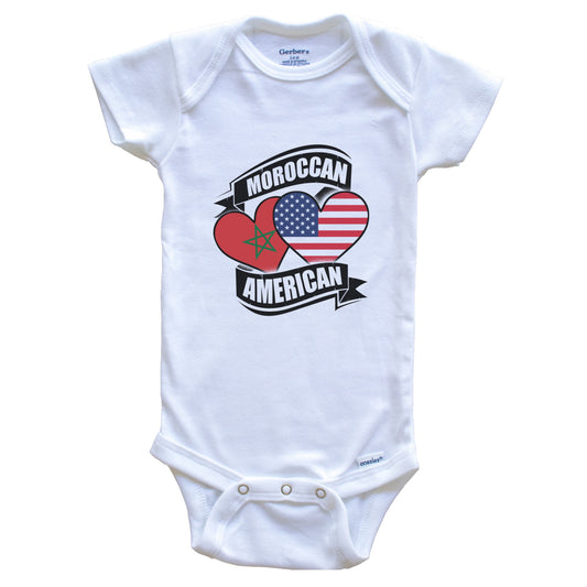 Moroccan American Hearts USA Morocco Flags Baby Bodysuit