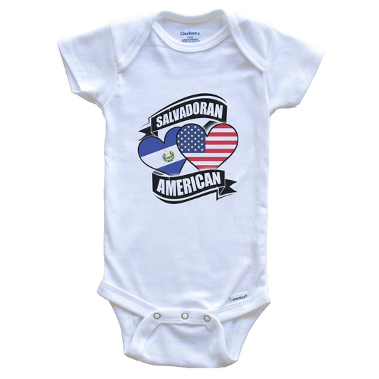 Salvadoran American Hearts USA El Salvador Flags Baby Bodysuit