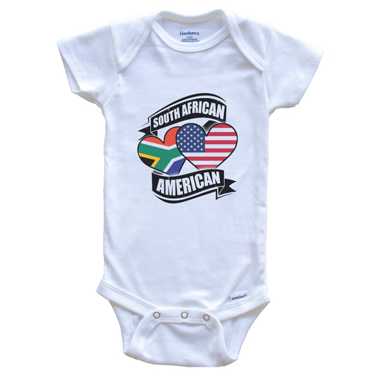 South African American Hearts USA South Africa Flags Baby Bodysuit