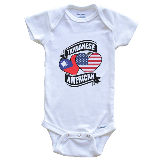 Taiwanese American Hearts USA Taiwan Flags Baby Bodysuit