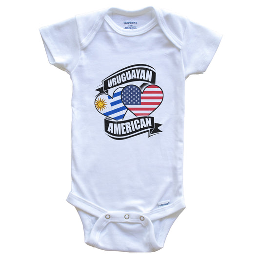 Uruguayan American Hearts USA Uruguay Flags Baby Bodysuit